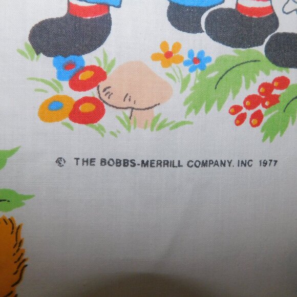 Vintage 1977 Raggedy Ann & Andy doll Twin Flat Bed Sheet / Fabric Wabasso - Picture 3 of 9